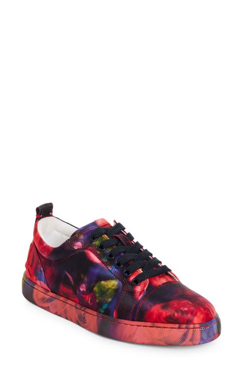 Shop Christian Louboutin Fun Louise Junior Silk Low Top Sneaker In Red Multi