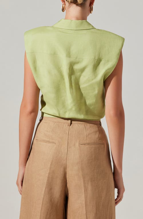 Shop Astr The Label Kathlynn Linen Blend Sleeveless Shirt In Celery