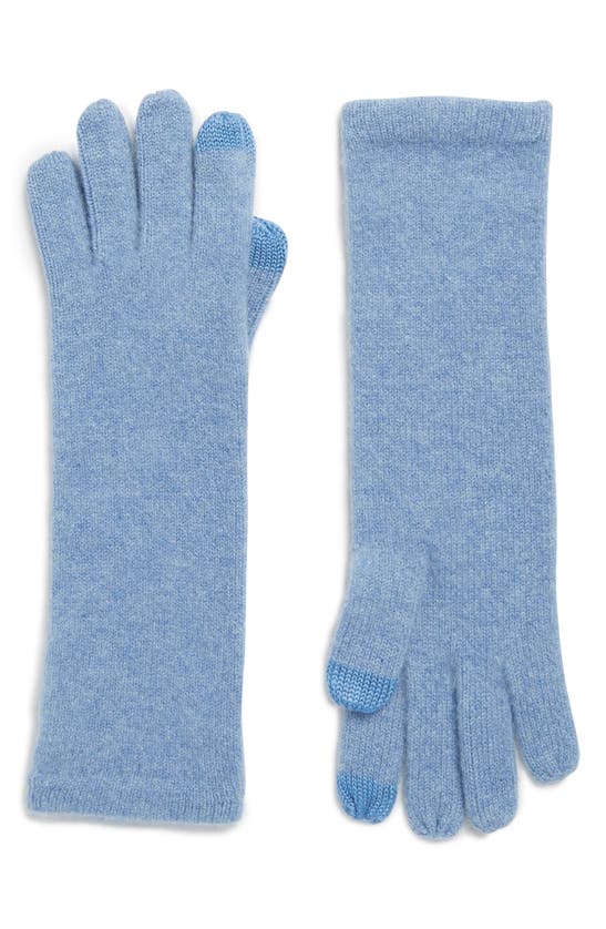 Sofia Cashmere Screen Knit Cashmere Gloves In Blue