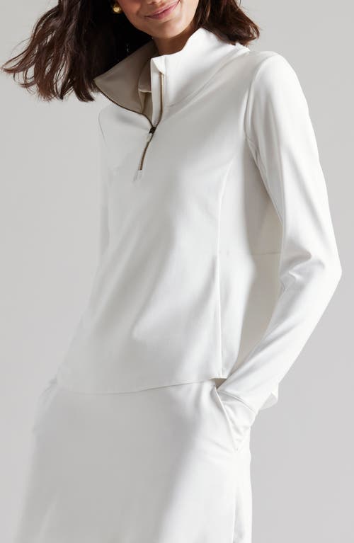 Course to Court Long Sleeve Quarter Zip Top in Snow White