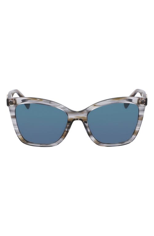 Longchamp Le Pliage 54mm Gradient Cat Eye Sunglasses in Striped Grey 
