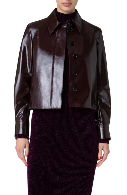 Shop Akris Talitha Leather Shirt Jacket In Purple