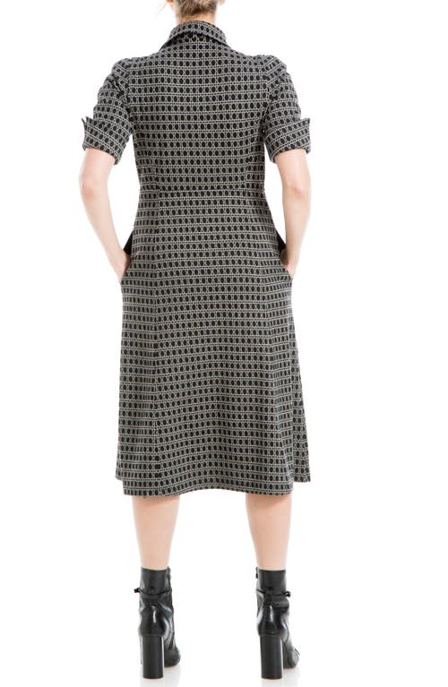 Max Studio Short Sleeve A-line Dress In Black/cream