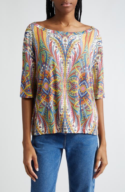 Etro Floral Paisley Short Sleeve Top Print On White Base at Nordstrom, Us