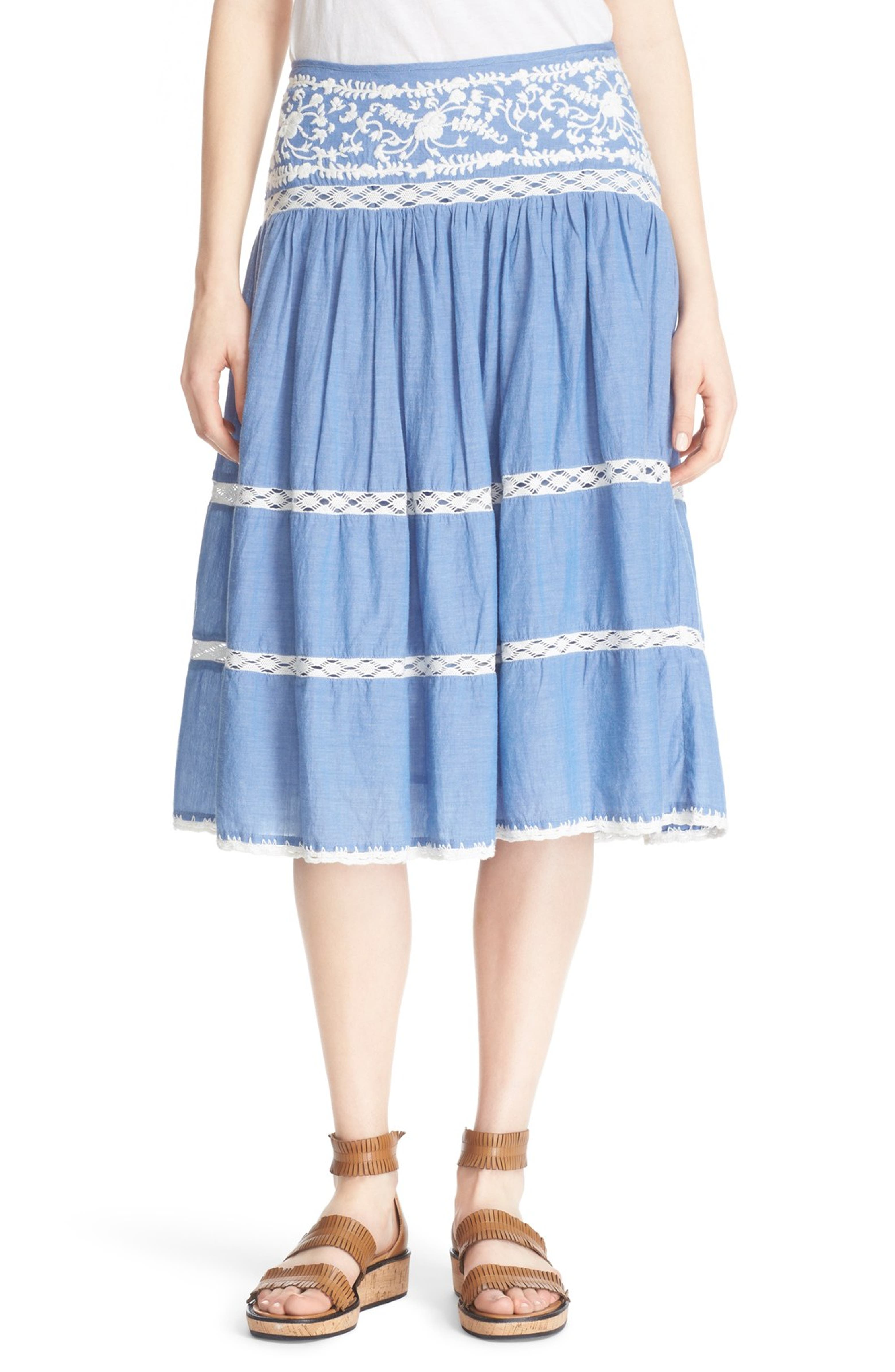 Joie Embroidered Chambray Skirt | Nordstrom