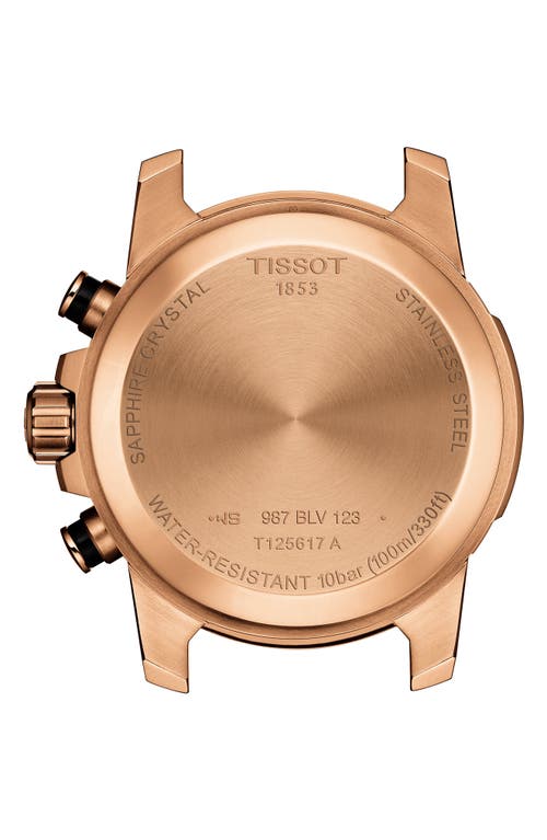 Shop Tissot Supersport Chronograph Leather Strap Watch, 45.5mm In Black/rose Gold