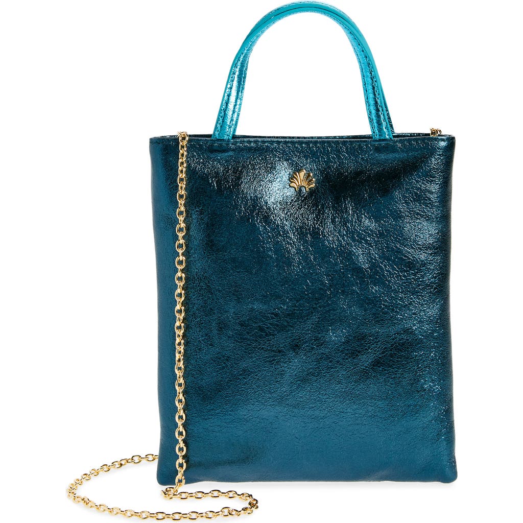 Shop Lele Sadoughi Paloma Metallic Convertible Top-handle Bag In Teal