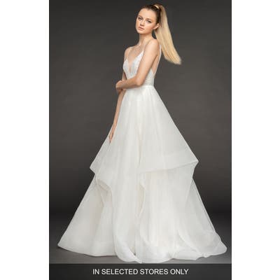Blush By Hayley Paige Perri Tiered Organza Ballgown, Size IN STORE ONLY - Ivory