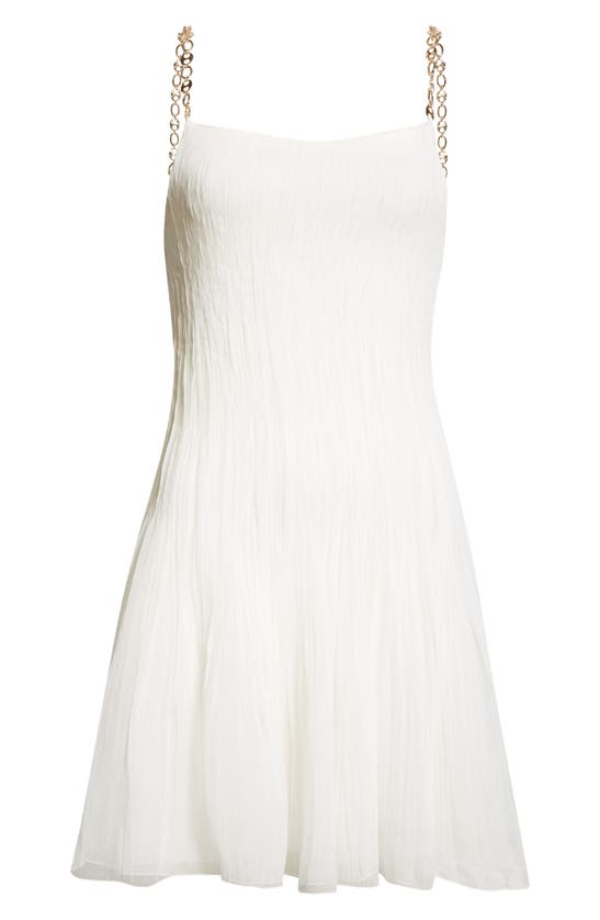 Shop Rabanne Chain Strap Silk Blend Chiffon Plissé Minidress In Natural White