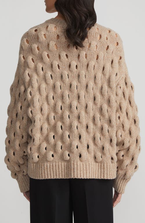 Shop Lafayette 148 New York Loop Stitch Wool & Cashmere Crewneck Sweater In Camel Multi