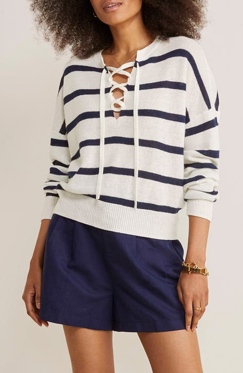 vineyard vines Stripe Lace-Up Linen & Cashmere Sweater Ina - Marsh at Nordstrom,