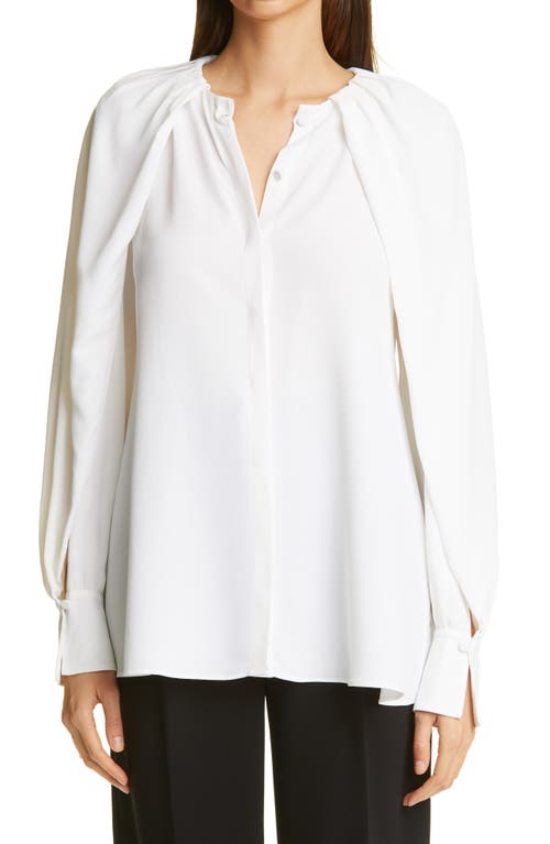 Celandine Cape Sleeve Button-Up Blouse in Optic White