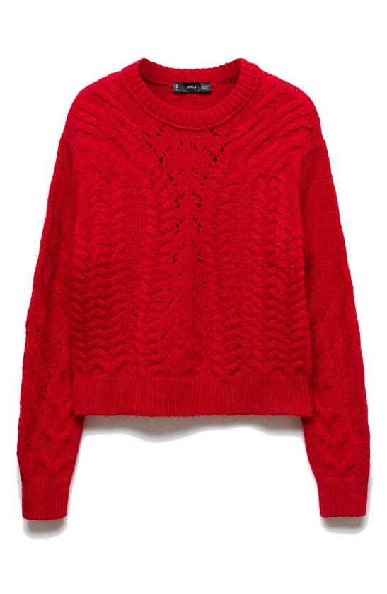 Shop Mango Open Stitch Sweater In Red