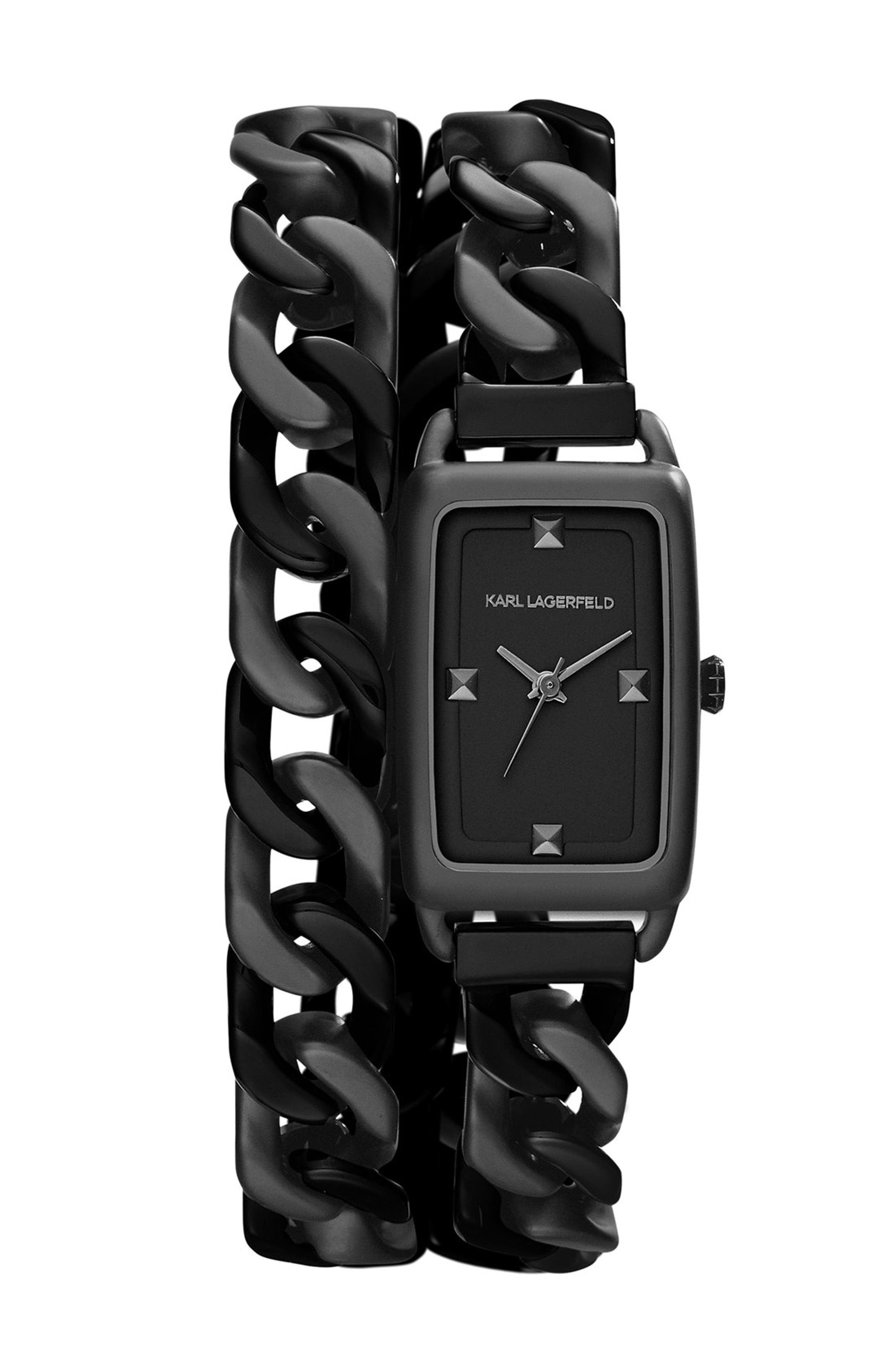 KARL LAGERFELD 'Kourbe' Double Wrap Bracelet Watch, 20mm x 30mm | Nordstrom