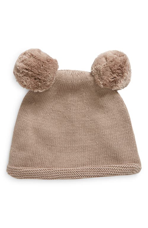 Pink Lemonade Kids'  Double Pompom Organic Cotton Beanie In Gold