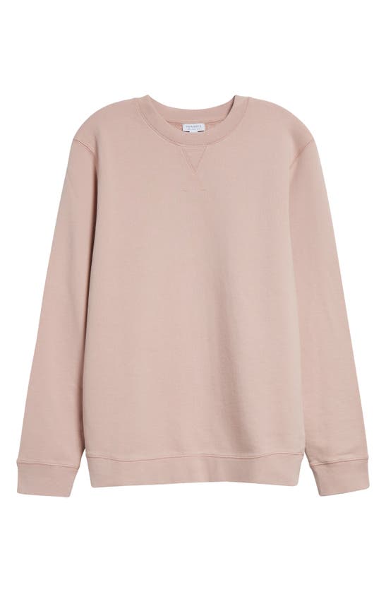 Shop Sunspel French Terry Crewneck Sweatshirt In Pale Pink