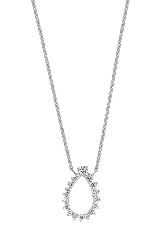 Bony Levy 18k White Gold Diamond Open Teardrop Pendant Necklace In Metallic
