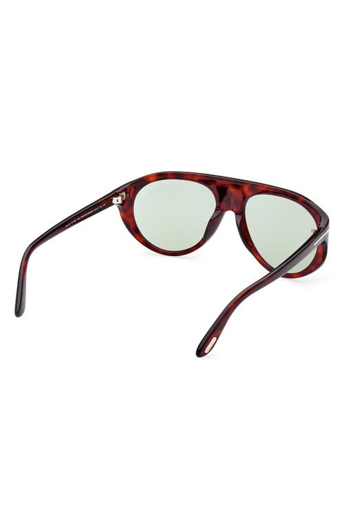Tom Ford Men's Rex T-logo Aviator Sunglasses In Red Havana/green
