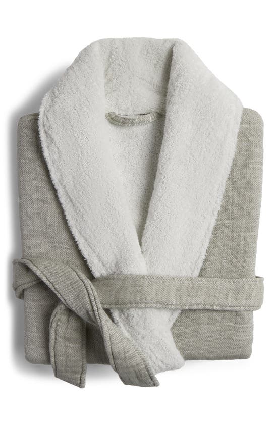 Shop Parachute Cloud Organic Cotton & Linen Robe In Moss With Cream