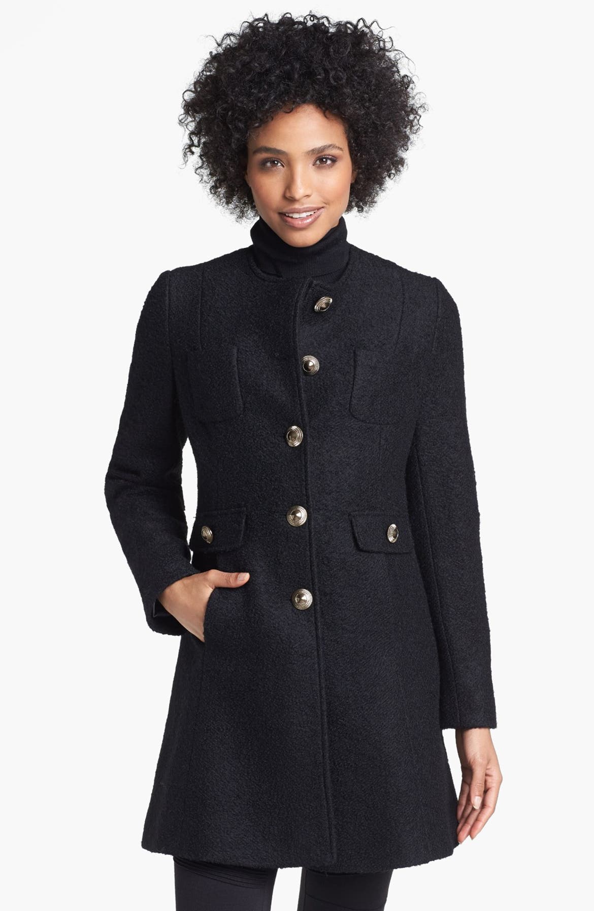 Kenneth Cole New York Collarless Bouclé Walking Coat (Online Only ...