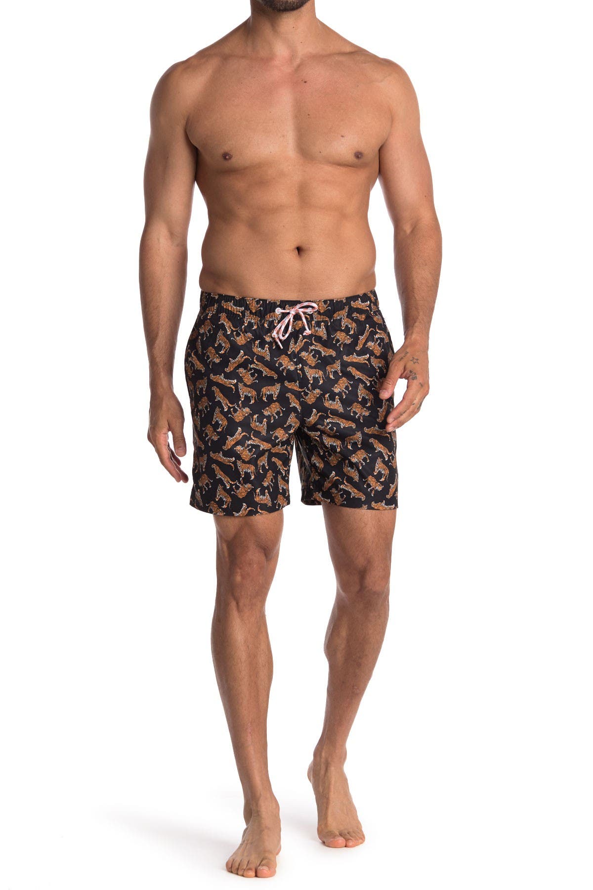 tiger print swim trunks