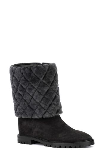 Aquatalia Casandra Genuine Shearling Winter Boot In Dark Grey/grey