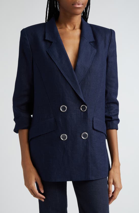 Shop Ramy Brook Gianni Double Breasted Blazer In Spring Navy