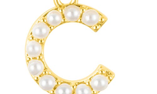 Adornia Faux Pearl Initial Charm Beaded Bracelet In Gold White-c