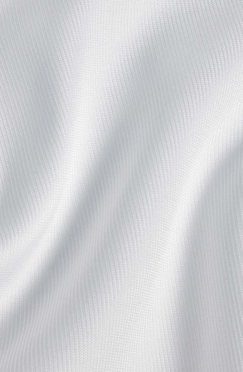 David Donahue Trim Fit Birdseye French Cuff Dress Shirt In White