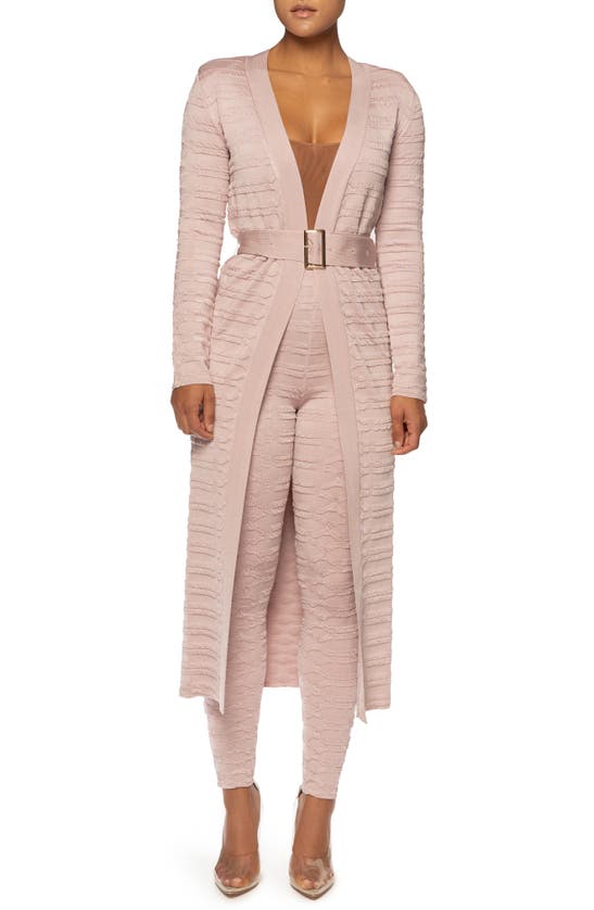 Jluxlabel Set The Tone Belted Cardigan In Antique Rose