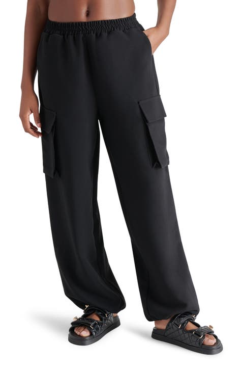 Women Black Straps Cargo Pants