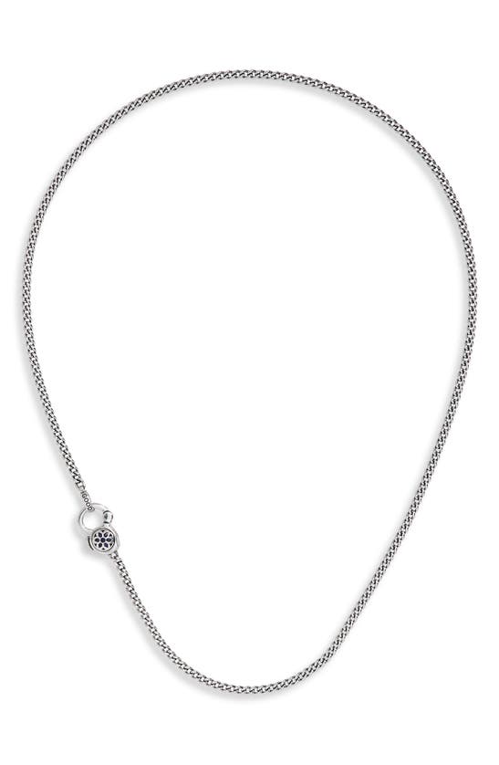 Shop Good Art Hlywd Sapphire Rosette 4a Curb Chain Necklace In Sterling Sliver