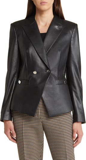 BOSS Jakuba Double Breasted Faux Leather Blazer Nordstromrack