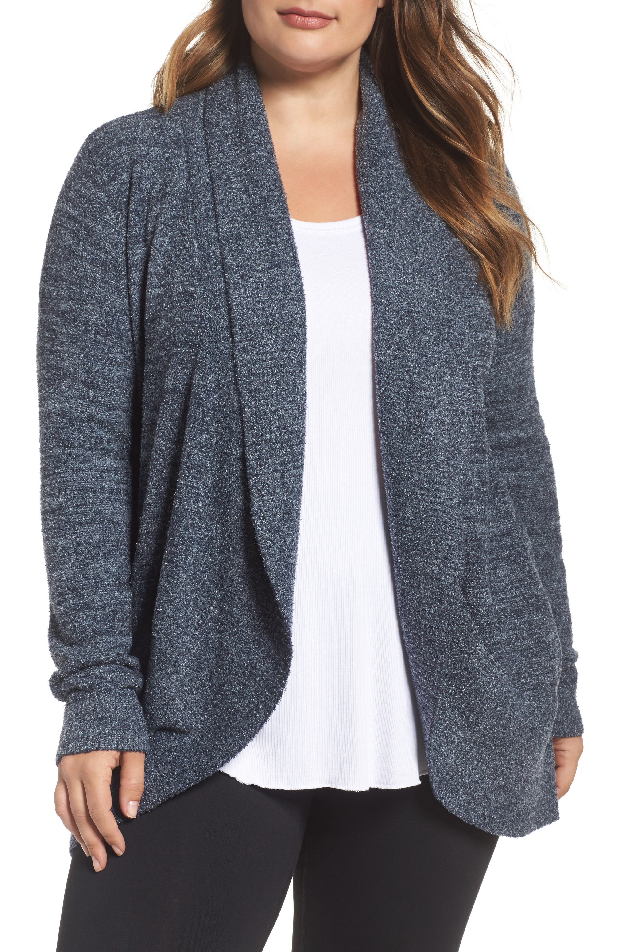 Plus Size Barefoot Dreams Cozychic Lite Circle Cardigan, Blue