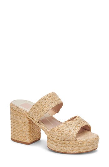 Dolce Vita Latoya Raffia Platform Sandal In Lt Natural Raffia