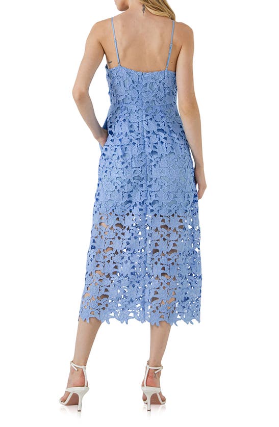 Shop Endless Rose Lace Spaghetti Strap Midi Dress In Powder Blue