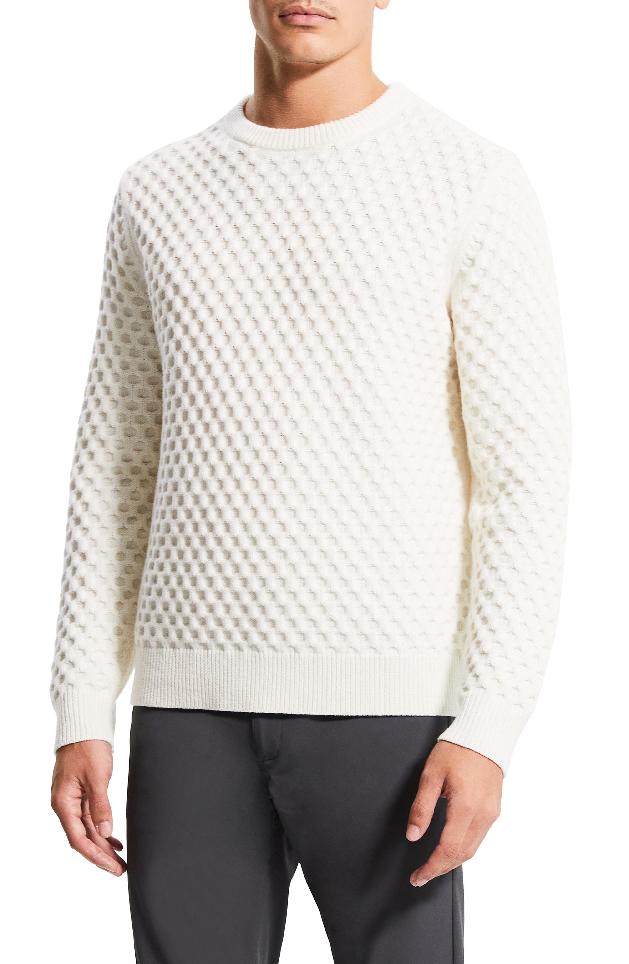 mens white knit sweater