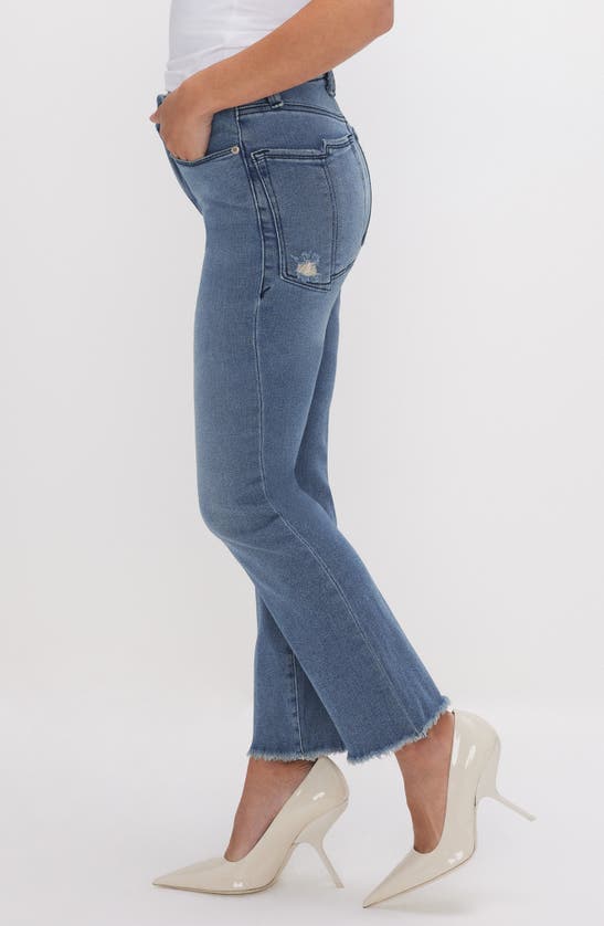 Shop Good American Good Split Pocket Straight Leg Jeans In Blue449