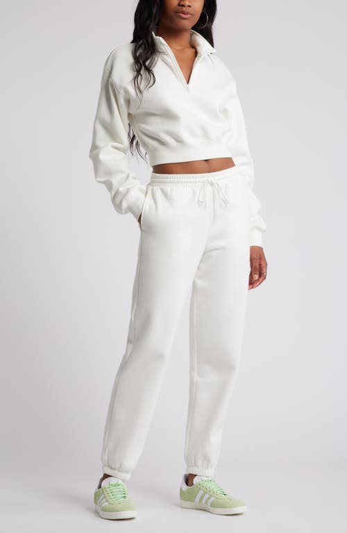 Shop Bp. Quarter Zip Fleece Detail Sweatshirt In Ivory Flan