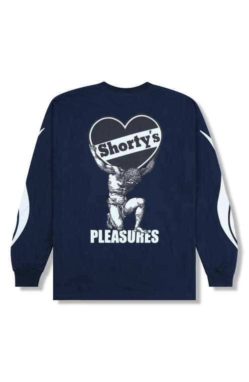 Shop Pleasures Guilty Long Sleeve Cotton Graphic T-shirt In Navy