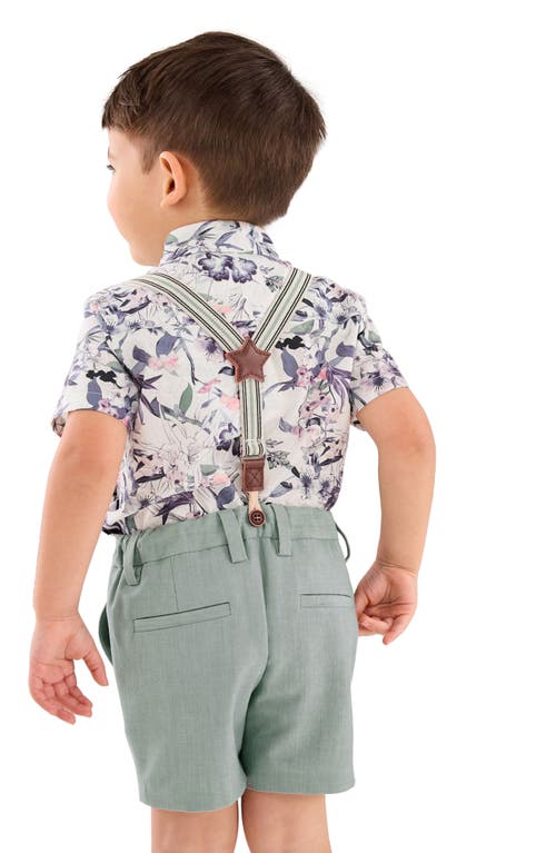 Shop Next Kids' Floral Button-up Shirt, Shorts & Suspenders Set In Blue