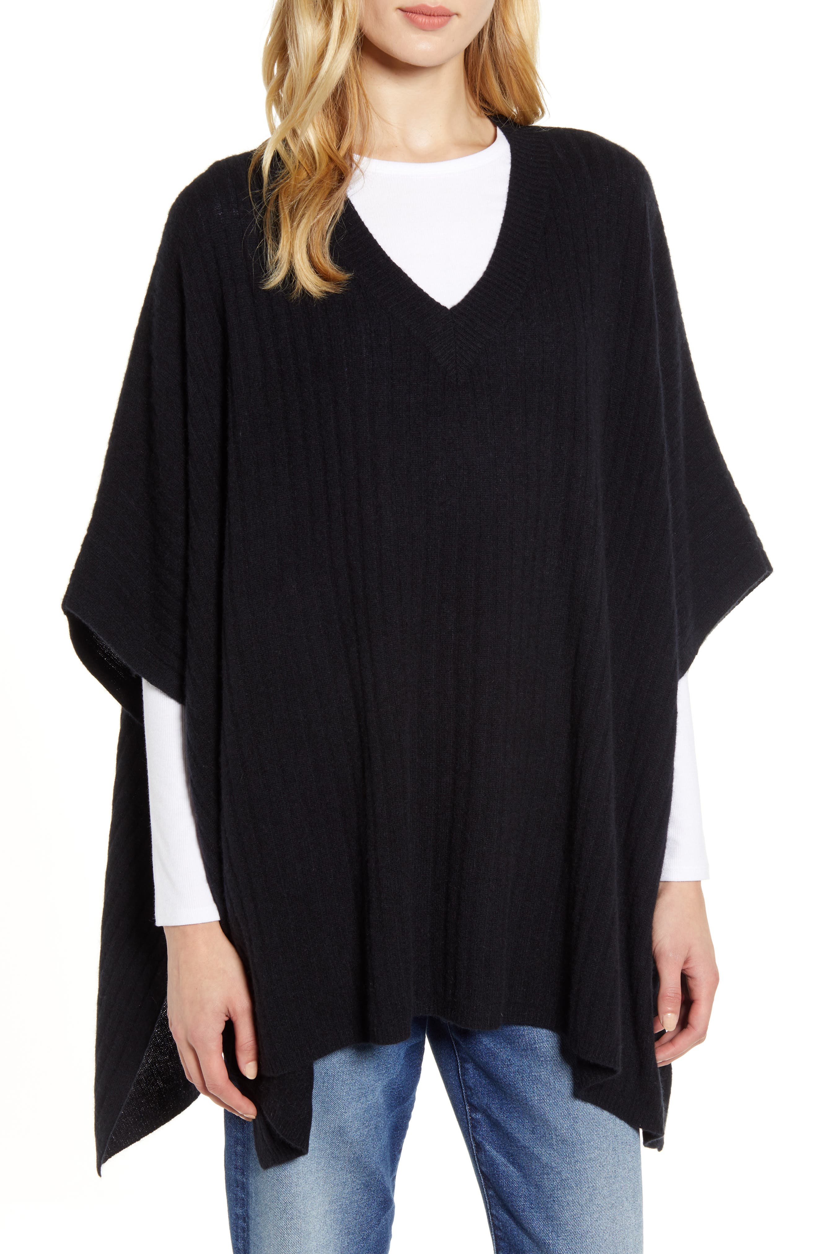 cashmere poncho black