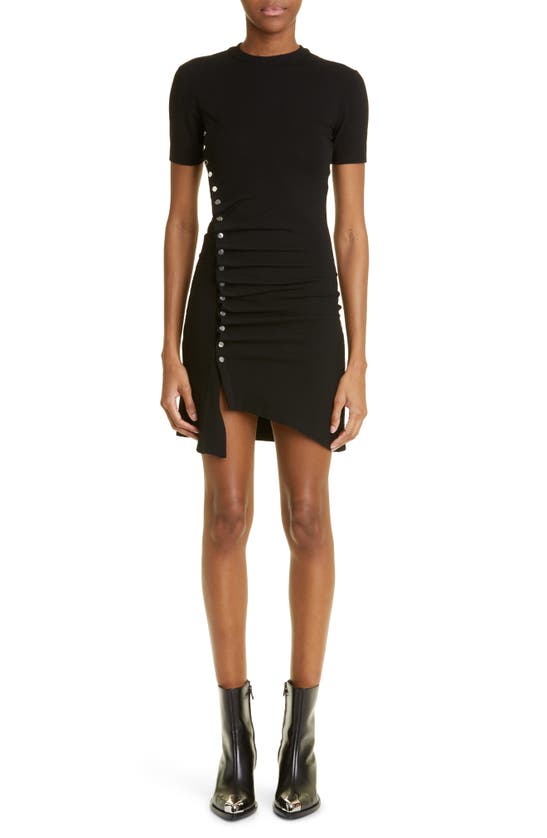 Rabanne Side Snap Ruched Asymmetric Minidress In P001 Black