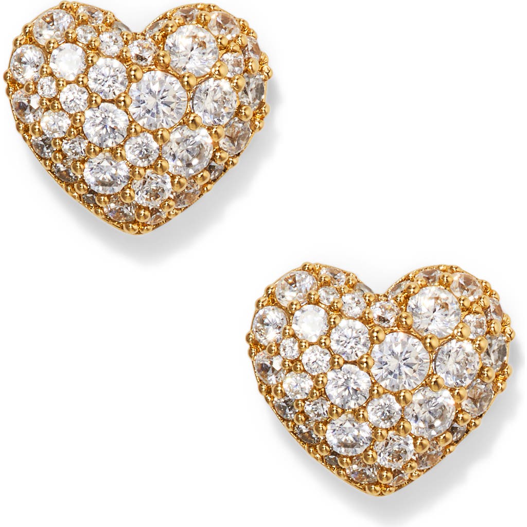 Nadri Cubic Zirconia Heart Stud Earrings In 18k Gold Plated In Gold