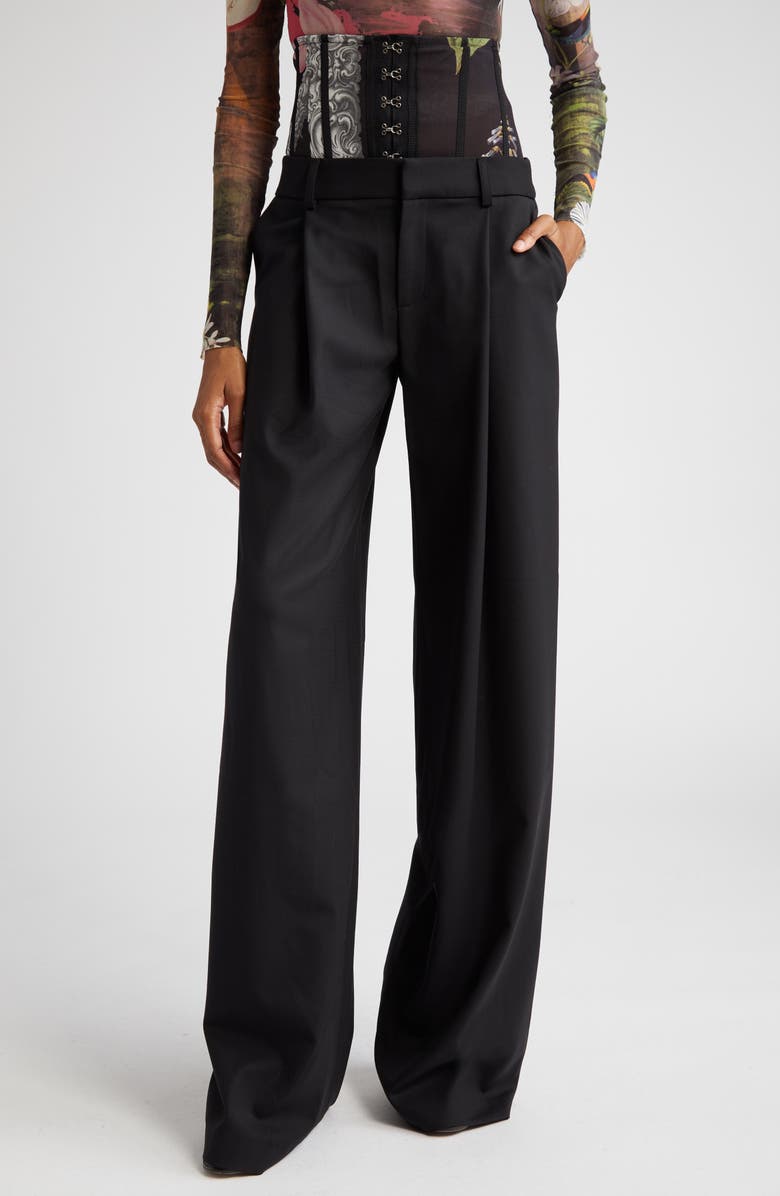MONSE Floral Print Bustier Stretch Wool Pants | Nordstrom