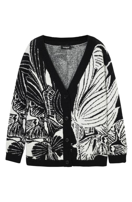 Shop Desigual Halifax Botanical Jacquard Cardigan In Black