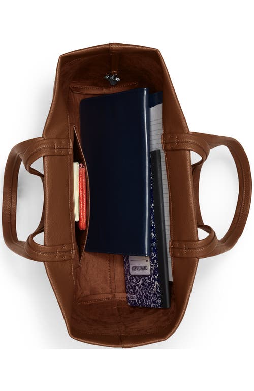 Lands' End Faux Leather Tote In Dark Caramel