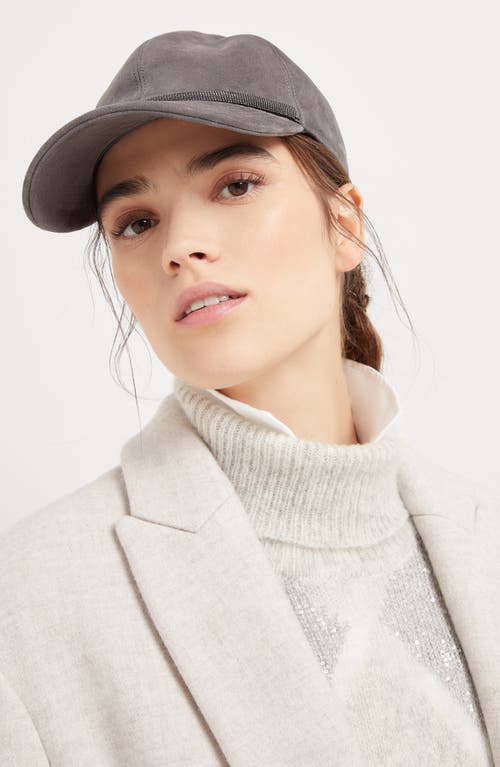 Shop Brunello Cucinelli Suede Baseball Cap In Anthracite