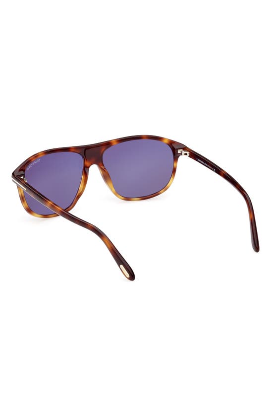 Shop Tom Ford Prescott 60mm Square Sunglasses In Shiny Blonde Havana / Blue