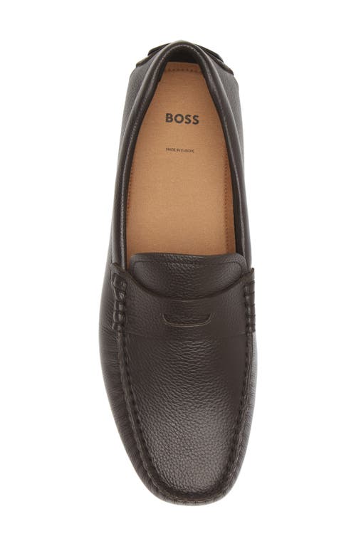 Shop Hugo Boss Boss Noel Driving Shoe In Dark Brown